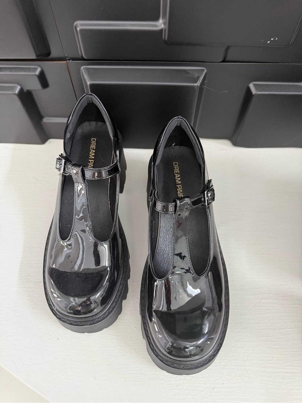 Dream Pairs Black Patent Platform Mary Jane Shoes